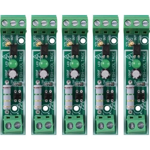 5PCS AC 220V Optocoupler Isolation Module Voltage Detector Board TTL 3-5V SCM Testing for Microcontroller Adaptive PLC