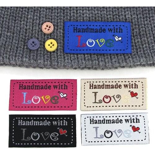 50Pcs Handmade Label Clothing Tags Handmade With Love Label For Clothes Knitted Hats/Bags Sew Accessories 50*25MM