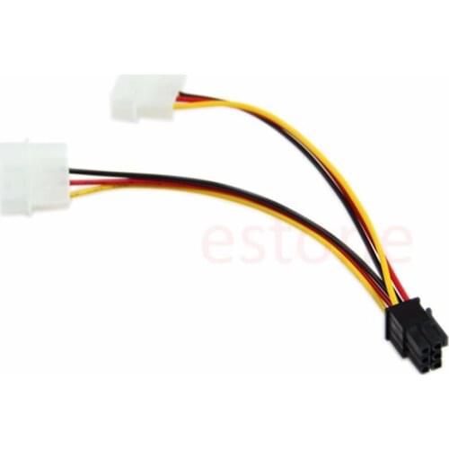 1PC 6 Pin PCI-E to 2 X 4 Pin Power Adapter Converter Cable Cord L15