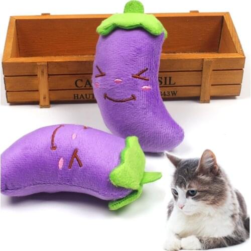 Eggplant Chili Fleece Toy Cute Plush Animal Shape Squeak Sound Pet Cat Dog Toys Funny Durable Chew Molar Toys Fit For All Pets