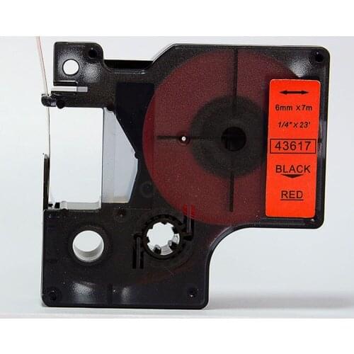 Free shipping 10 pcs 6mmX7m 6mm label Black on red tape 43617 compatible d1 label tapes with dymo d1 label printer