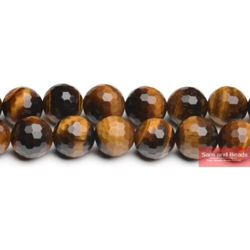 Free Shipping Natural Stone Faceted Yellow Tiger Eye Round Beads 16" Strand 6 8 10 12MM Pick Size For Jewelry Making FTB01