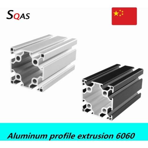 Free shipping via UPS/Fedex/TNT Aluminum profile extrusion 6060 500mm-1500mm silver /black European Standard 60mmx60mm for CNC