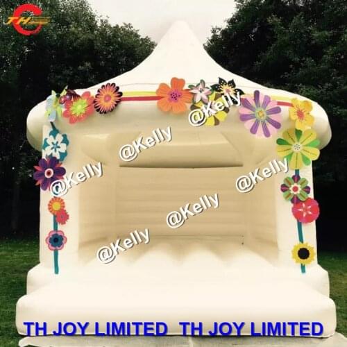 Free door shipping pvc tarpaulin inflatable bouncy castle, durable white inflatable bouncer for wedding, inflatable wedding tent