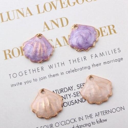 Glitter Purple Pink Shell Pendant Delicate Scallop Korean Charms DIY Accessories For Handmade Women Jewelry Necklace Bracelets