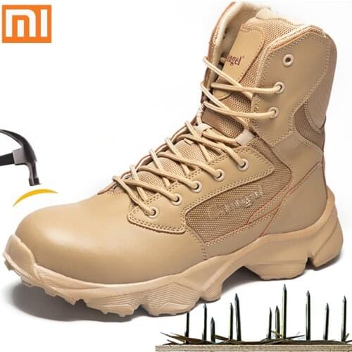 Xiaomi Work Safety Shoes Men Construction Ankle Boots Security Steel Toe Cap Mens Boots Anti-smashing Work Boots Big Size 47