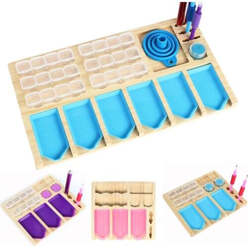 5D Diamond Painting Tool Accessories Multi-Boat Wood Tray Organizer Holder For Drill Pen And Clay And Diamond Container Storage