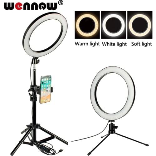 Dimmable LED Studio Camera Ring Light Photo Video Lamp Tripod Selfie Stick Women Make up light for Xiaomi iPhone Photography