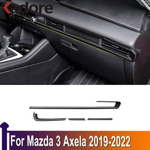 For Mazda 3 M3 Axela 2019 2020 ABS Carbon Fiber Car Interior Front Center Control Dashboard Stripe Cover Trim Accessories