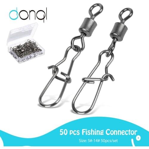 DONQL 50pcs Fishing Connector Swivels Interlock Pin Bearing Snap Rolling Swivel For Fishhook Lure Pike Fishing Accessories