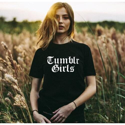 BLWHSA Tumblr Girls Print T shirts Women Fashion Short Sleeve 100% Cotton Slogan T-shirt For Women Summer Girl Power Tops Tees