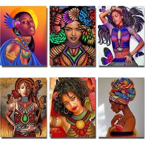 Paintings diamonds round Mosaic picture Africa woman diamond Embroidery Full Square Diy Diamond Painting Cross Stitch girl gift