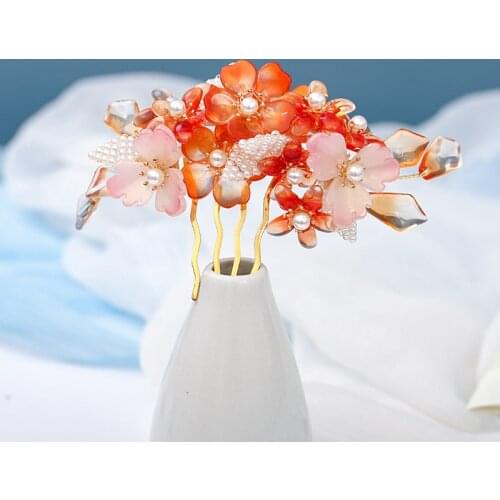 Chinese Hair Jewelry Handmade Flower Style Hair Combs Hairpins Traditional Classical Hair Clips for Bride Wedding Hair Ornaments