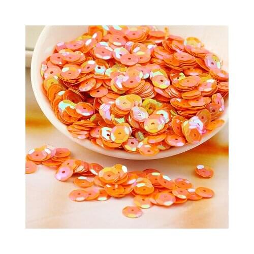 50g(1650pcs) 8mm Cup Orange AB Sequin Round Paillettes Sewing Wedding Craft Embossing Orange Cup AB
