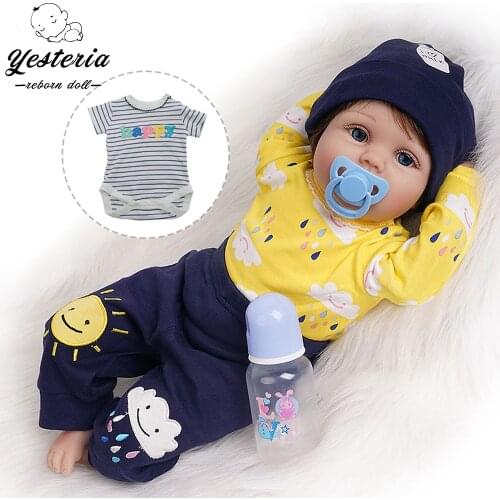 55cm Bebe Reborn Baby Doll Cotton Body Silicone Vinyl Yellow Outfit Baby Dolls Kids Toys for Boy Birthday Gifts Christmas