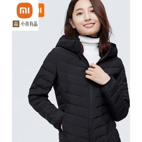 Youpin youpin lightweight short hooded down jacket slim straight-fill seamless womens down jacket 90% white duck down