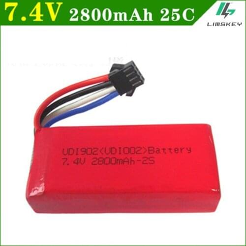 7.4V 2800mAh Lipo battery For Udi UDI902 UDI002 Huanqi 961 Huanqi 962 Remote Control Boat 7.4 v 2S 2800 mah 4p SM 25c