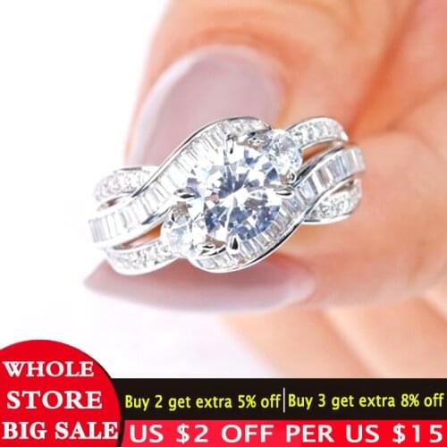 LMNZB New Fashion 100% 925 Solid Silver Zircon Twist Geometric Ring Luxury Brand Design Wedding Party Ring for Women LR1005