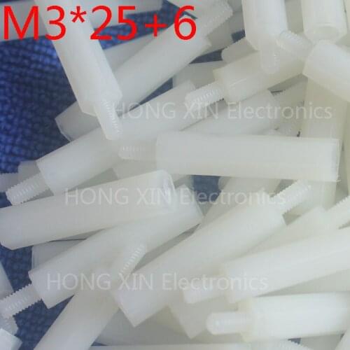 M3*25+6 white 1pcs 25mm Nylon Standoff Spacer Standard M3 Male-Female Standoff Kit Repair Set High Quality PC tool
