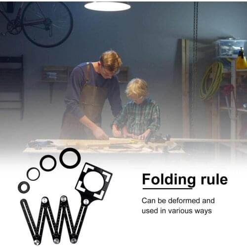 Multi Angle Measuring Ruler 6-Sided Woodworking Drilling Guide Locator Angle Finder Ruler Template Tile Hole Puncher Locator