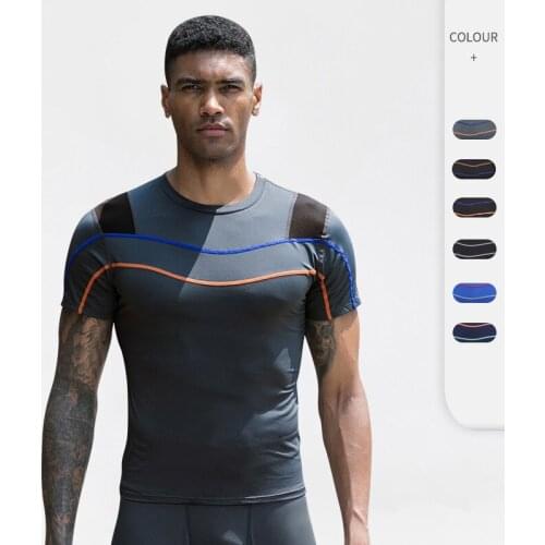 Men Running T-Shirt Reflective Short Sleeve Tops Compression Sport Workout Shirts Quick Dry Sweat Gym Clothing Training Shirts