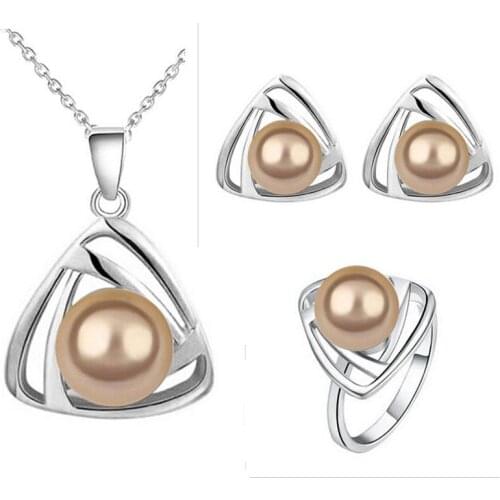 925 sterling silver natural pearl set female freshwater pearl jewelry necklace earrings jewelry pearl set silver bronze s010