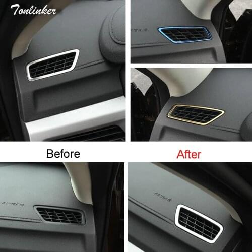 Tonlinker Cover stickers For Geely Atlas 2016-18 Car Styling 2 PCS Stainless steel dashboard beside small outlet covers sticker