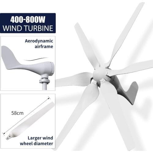 Small Horizontal Wind Turbine Generator New Energy 400w 600w 800w 12v 24v 3/5/6 Blades High Efficient Windmill For Home Yacht