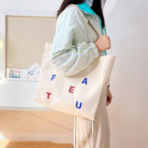 2021 New Style Messenger Bag Female Canvas Ins Cute Large Capacity Student Cloth School Bag Female Messenger Shopping Bag