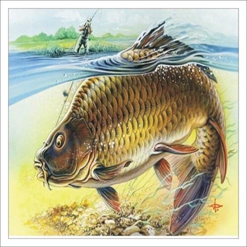 New! Resin square diamond painting 5D diamond embroidery needlework mosaic cross stitch home decoration "fat grass carp T241