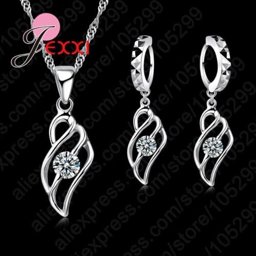 New Arrival Fine 925 Sterling Silver Jewelry Sets Women Cubic Zirconia Necklace&Pendant&Earrings Free Shipping