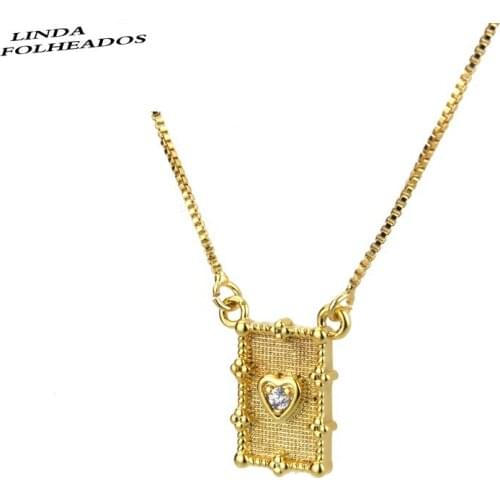 New Arrival gold copper white cubic zirconia square pendant necklace ladies fashion party simple personality jewelry necklace
