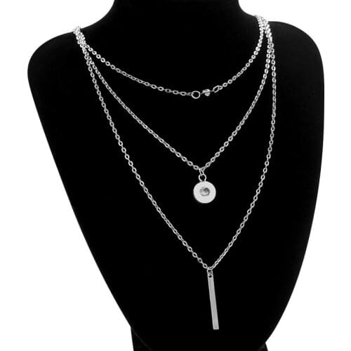 NEW DJ0023 Three Multi-Layer Chain Necklace Snap necklace fit DIY 12MM snap buttons jewlery wholesale