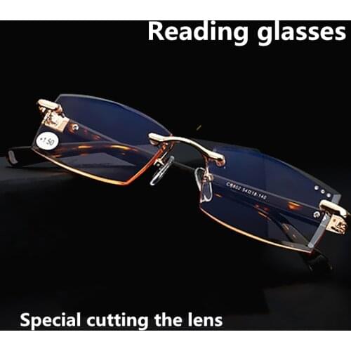 High quality special cutting presbyopia lenses men style square reading glasses fashion presbyopic spectacles for hyperopia men