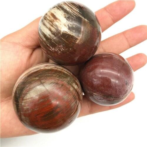 Wholesale 1PC Natural Petrified Wood Silicified Crystal Sphere Ball Energy Healing Decoration Natural Quartz Crystals