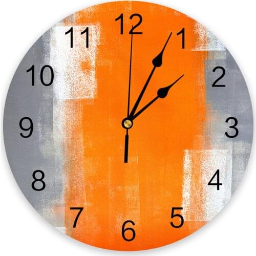 Orange Gray Abstract Texture Wall Clock Bedroom Silent Wall Digital Clock Living Room Decor Wall Clock Modern Design