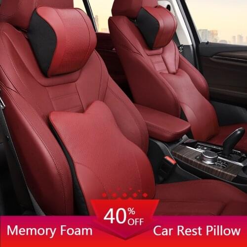 Car Neck Headrest Seat Pillow Back Lumbar Support Quilt 2in1 Rest Cushion Auto Long Travel Comfortable Pillow Drive Relief Pain