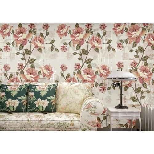 Custom wallpaper retro pastoral flower rose full shop mural background wall painting home decoration living room 3d wallpaper