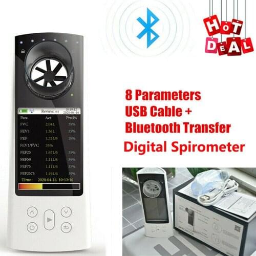 CONTEC Bluetooth SP80B Color Screen Handheld Digital Spirometer Lung Volume Function Peak Flow meter Tester Device Software