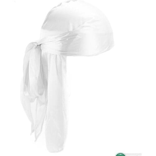 New Silk Long Tail Scarf Cap Mens Satin Durags Bandanna Turban Wigs Men Silky Durag Headwear Pirate Hat