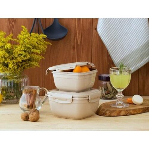 Modern Madame Coco Daily 2'li Square storage Container-Soft Beige organizer storage box органайзер rangement коробка для хранения