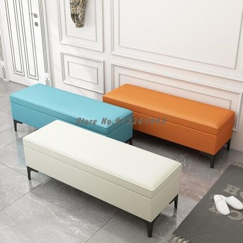 Light luxury Nordic wear shoes, stool leather, can sit at the door of the clothing store, long strip sofa, long stool at the end