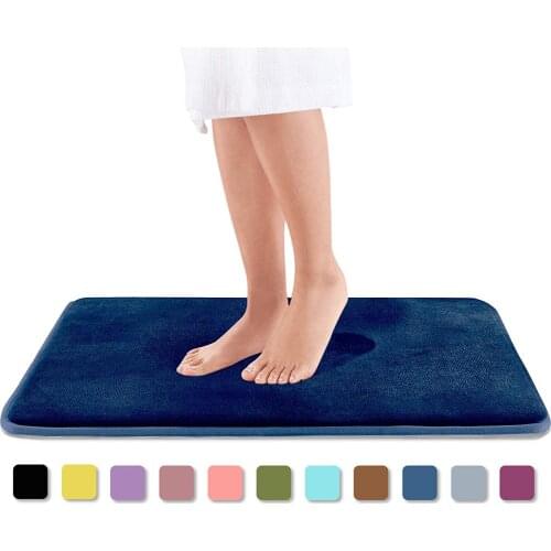 Comfortable Coral Velvet Memory Foam Bath Mat Non Slip Absorbent Super Cozy Velvet Bathroom Rug Carpet