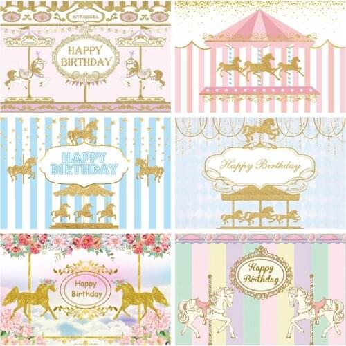 Yeele Carousel Rotating Rocking Horse Baby Birthday Party Photographic Backgrounds Photography Backdrops For Photo Studio