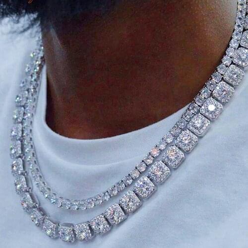 2020 Summer Cool Iced Out Hip Hop Shiny tennis chian Necklace Dainty Jewelry Paved White Cz For Women Wedding Gift