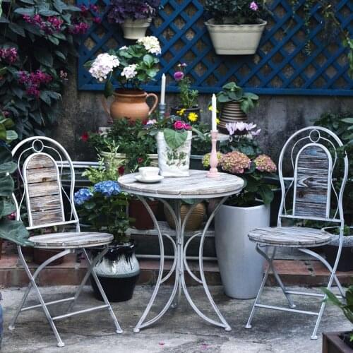 Zq European-Style Iron Balcony Courtyard Outdoor Terrace Coffee Shop Leisure Garden Table and Chair