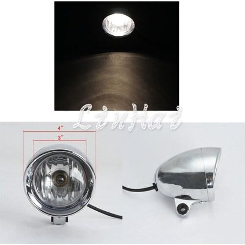 1Pcs Motorcycle Chrome 4"Custom Bullet Spot Light Fog Light Head Lamp Fit For Harley Honda Suzuki Triumph