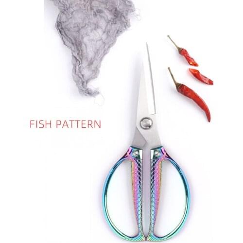 1Pcs Stainless Steel Vintage Scissors Fish shape Sewing Retro Embroidery Scissors Short Fabric Cutter Yarn Shear