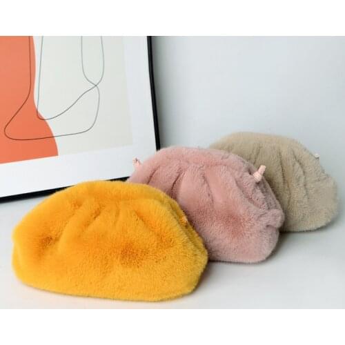 2020 Winter Warmth Imitation Mink Fur Fashion Cloud Clip Bag Ladies Plush Bag Shoulder Messenger Bag Hand Bag Support Wholesale