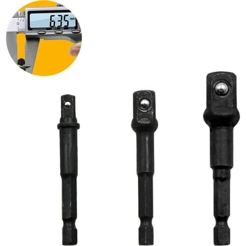 3pcs Impact Socket Adapter 1/4 3/8 1/2Inch Nut Driver Sockets Hex Shank